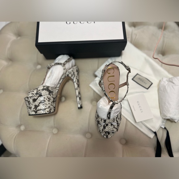 Gucci Rock Python Moluro Radiata Print Sandal Pumps - Picture 9 of 16